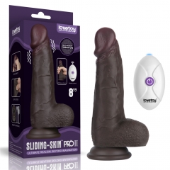 8" Vibrating Sliding Skin Pro II Silicone Dong (Black)