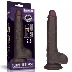 7.5'' Sliding Skin Pro II Dual Layer Silicone Dong (Black)
